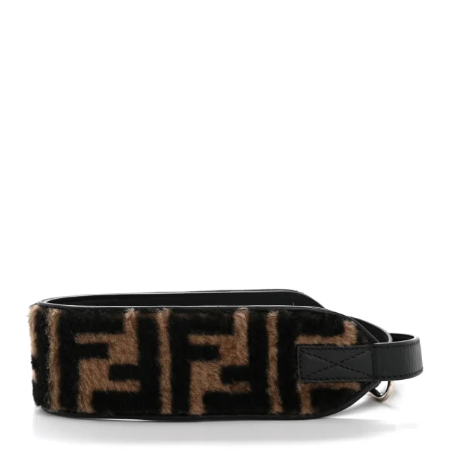 Fendi Shearling Calfskin FF Strap Black Tobacco in Black Calfskin from FASHIONPHILE, photo 2 of 6