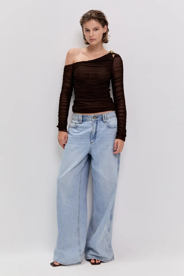 AJE Elaria Long Sleeve Mesh Top in Brown from Aje, photo 1 of 1