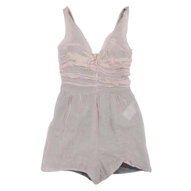Dior Sample Silk Chiffon Jumpsuit Sleeveless Short Pink Beige 36 Dress in Beige Silk from The Reluxe