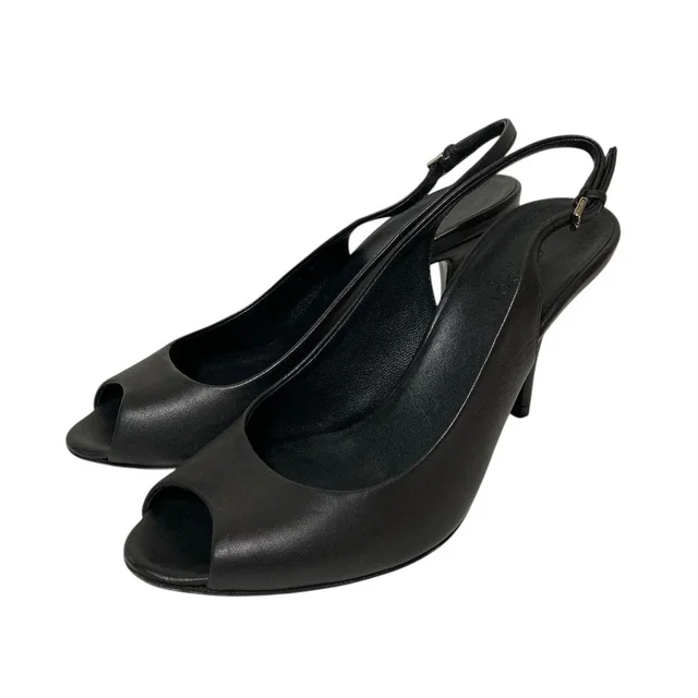 Gucci Leather Open Toe Backstrap Pumps Black Spring Summer Fall Winter in Black Leather from The Reluxe