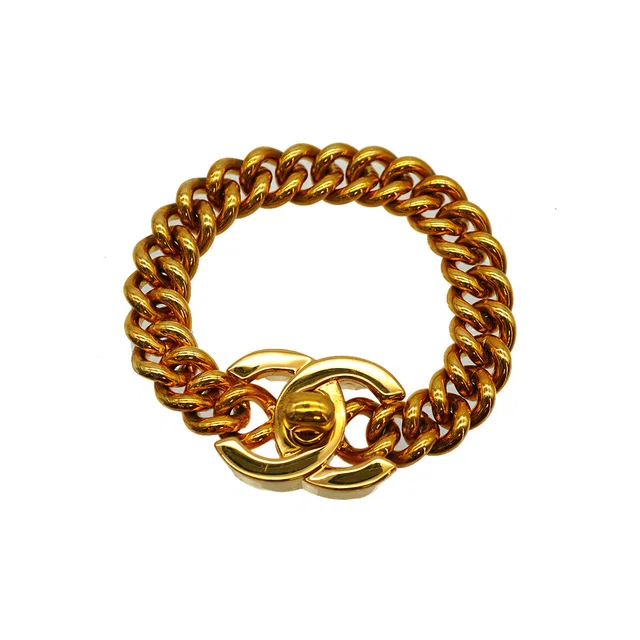 Chanel Vintage Bracelet Turn Lock Gold Accessory 95A in Gold from Luxury Promise