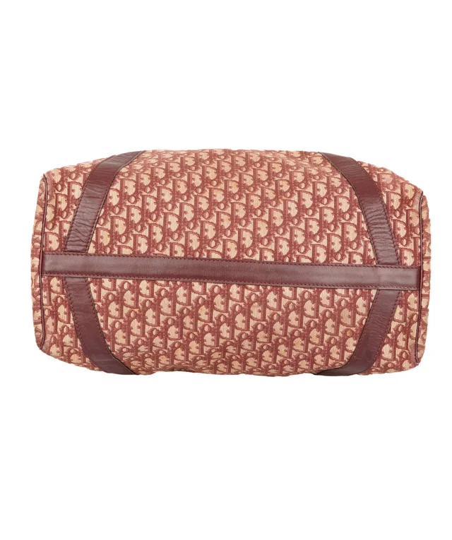 Dior Burgundy and Beige Trotter Monogram Oblique Canvas Boston Bag in Beige Canvas from Luxury Promise, photo 6 of 11