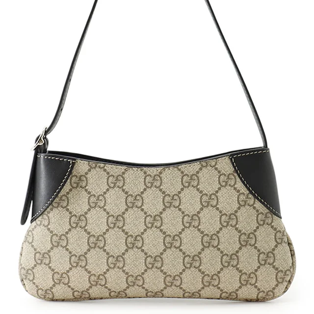 Gucci Shoulder Bag Beige/Black820696 FAD6L 9741 GG Emblem Leather Size super mini in Beige Leather from GALLERY RARE