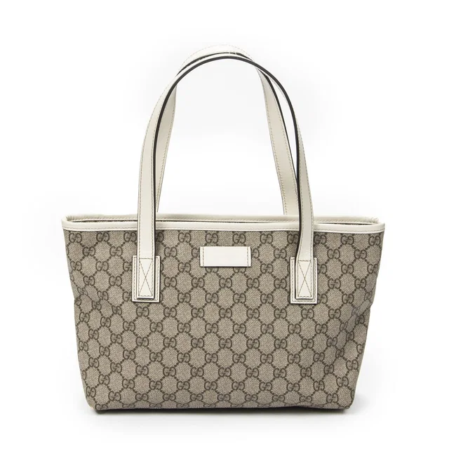 Gucci Small Joy Tote Bag Beige Ivory Supreme Canvas in White Canvas from The Reluxe