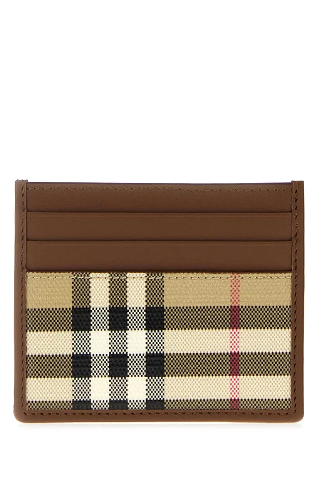 Burberry Tall Card Case — Beige Exterior: Fabric Calf Wallet in Beige Calfskin from HEWI
