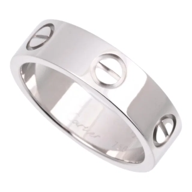 Cartier 18K Love Ring #53 White Gold in White from VINTAGE QOO TOKYO