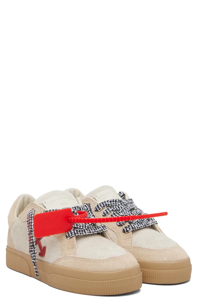 Off-White Beige Vulcanized Low Suede Sneakers, photo 4 of 4 from SSENSE