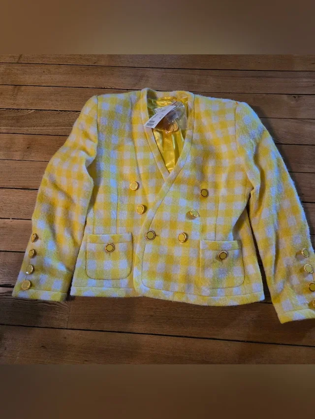 Escada Vintage By Margaretha Ley Jacket From The 1980s Wool Yellow & White Sz 42 in yellow|white Wool from Poshmark