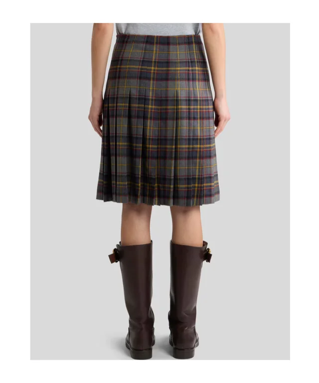Etro PLEATED SHORT SKIRT IN STRETCH WOOL WITH CHECK MOTIF, photo 4 of 5 from SENSER