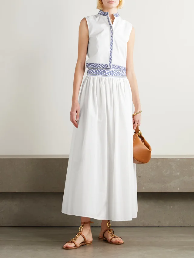 EMPORIO SIRENUSE Andorra Iris cropped embroidered cotton-blend poplin top in White, photo 2 of 2 from NET-A-PORTER (Canada)