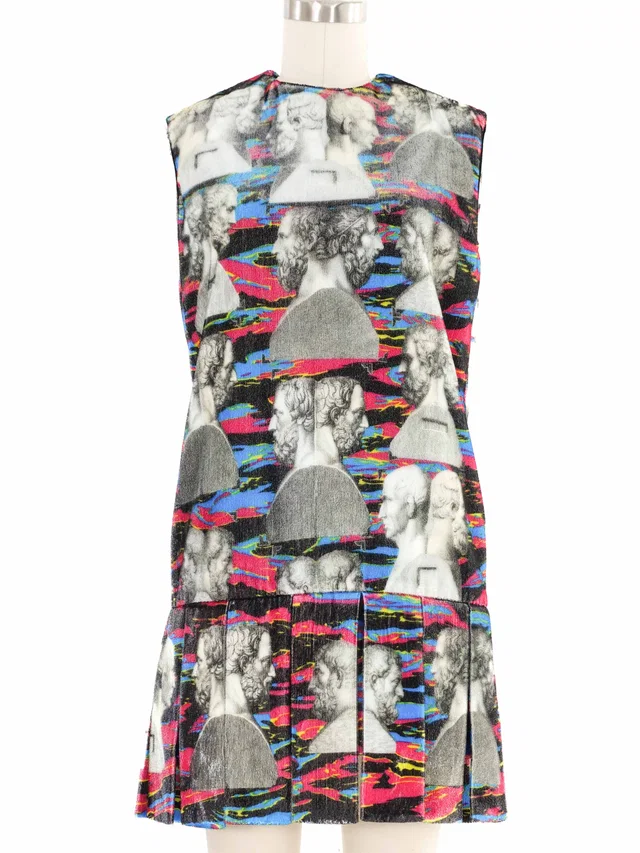 2021 Louis Vuitton Fornasetti Printed Velvet Mini Dress in Multicolor Velvet from Arcade Vintage