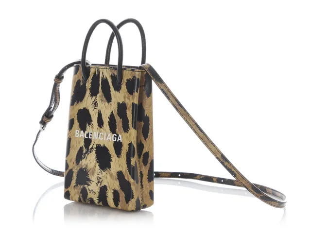 Balenciaga Leopard Print Smooth Calfskin Shipping Phone Bag in Calfskin from Ann's Fabulous Finds, photo 3 of 9