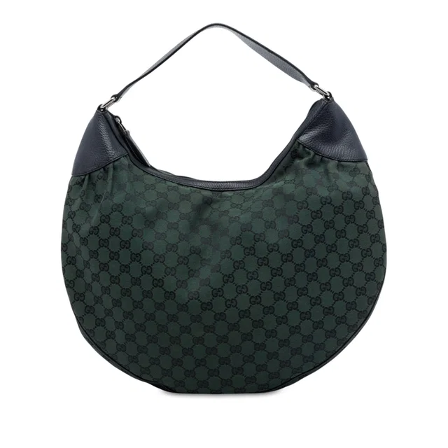 Green Gucci Large GG Canvas Half Moon Hobo in Green Canvas from Designer Revival
