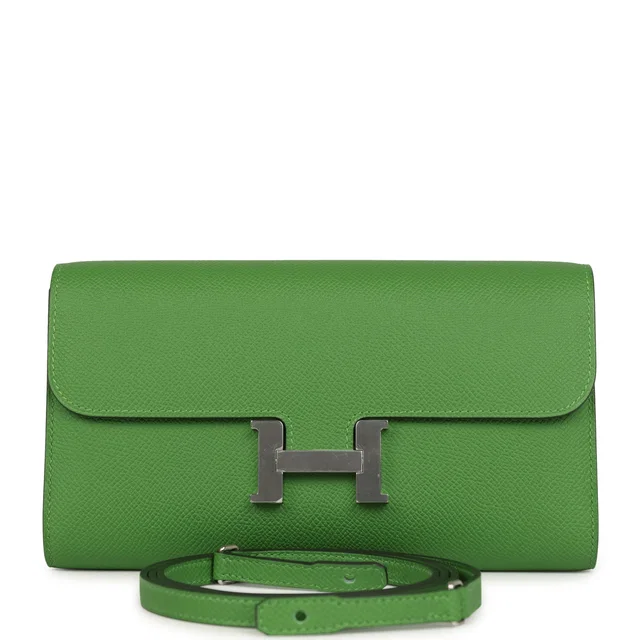 Hermès Constance Wallet To Go Vert Yucca Epsom Palladium Hardware in Green Epsom leather from Madison Avenue Couture