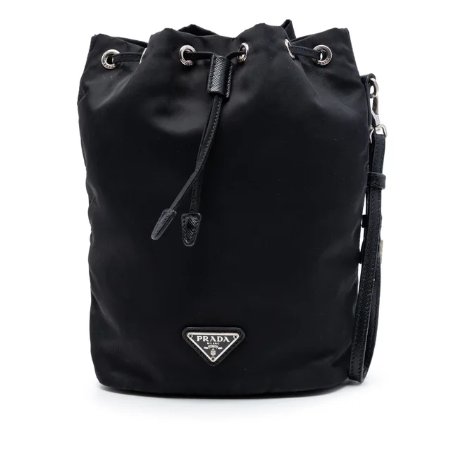 Black Prada Tessuto Drawstring Pouch in Black Nylon from Designer Revival, photo 1 of 1