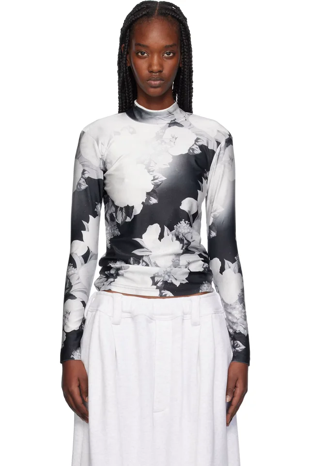 Meryll Rogge Black & White Long Sleeve Piping Turtleneck, image 1 of 1 from SSENSE
