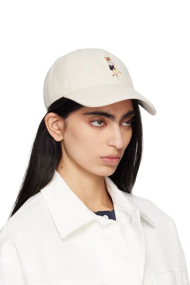 Maison Kitsuné Beige Dressed Fox Cap, photo 2 of 2 from SSENSE