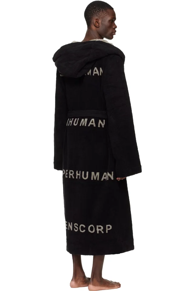 Rick Owens Black Temple Beach Bathrobe, photo 3 of 4 from SSENSE