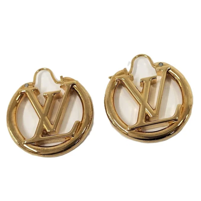 Louis Vuitton Circle Earrings Plated Gold in Gold from The Reluxe