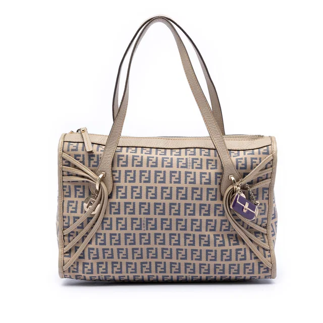 Beige Fendi Zucchino Canvas Tote in Beige Canvas from Designer Revival
