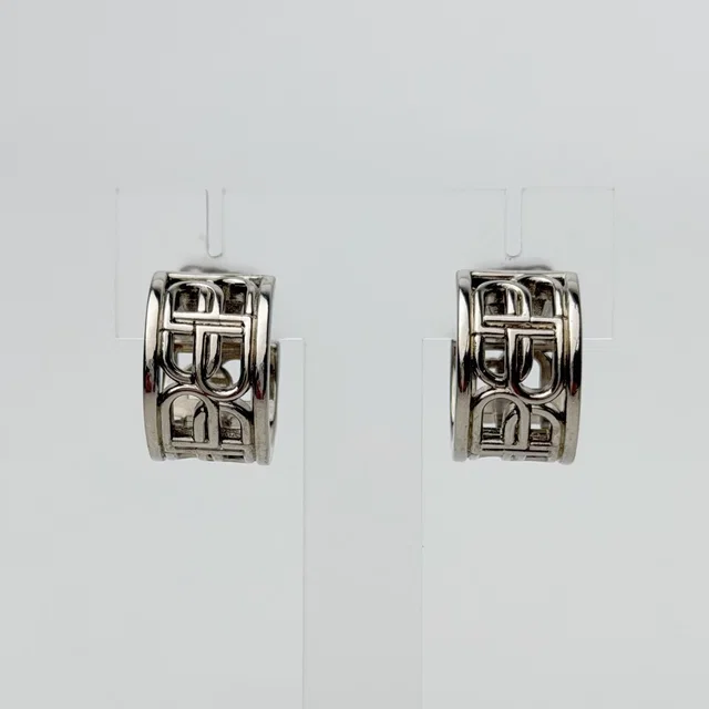 Balenciaga BB Logo Hoop Earrings Plated Silver Vintage in Silver from The Reluxe