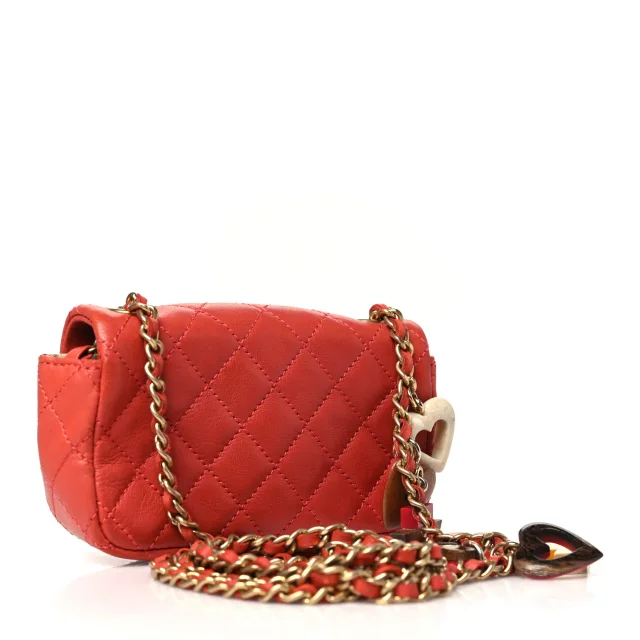 Chanel Quilted Extra Mini Cruise Charm Flap Coral in Lambskin from FASHIONPHILE, photo 3 of 10