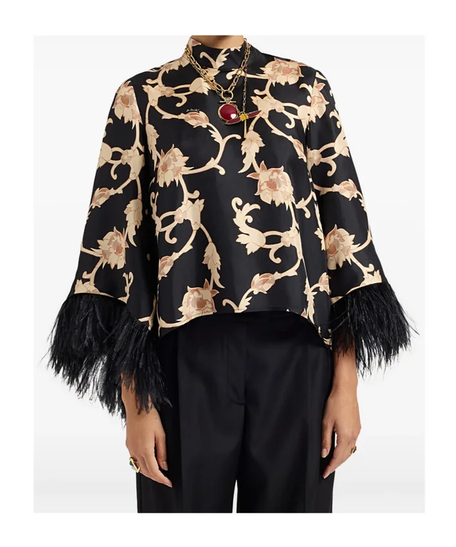 La Double J La Doublej Floral Printed Feather-Cuff Top, photo 5 of 6 from SENSER