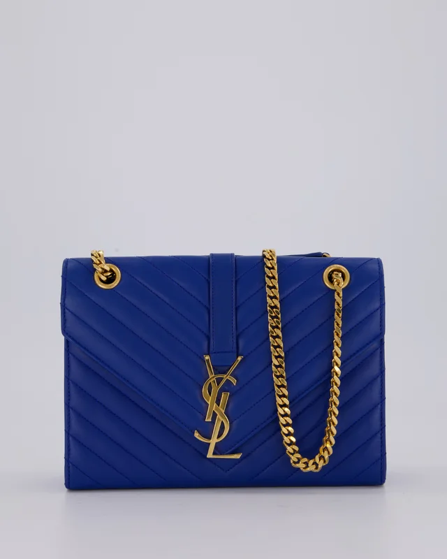 Saint Laurent Blue Electric Envelope Bag in Blue Lambskin from Sellier