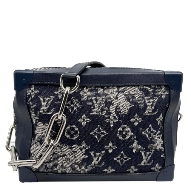 Louis Vuitton Soft Trunk Monogram Tapestry Canvas Crossbody Bag Navy Blue in Navy Canvas from Dallas Designer Handbags