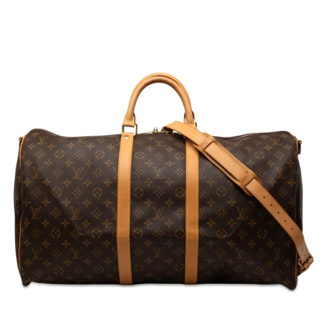 Brown Louis Vuitton Monogram Keepall Bandouliere 55 Travel Bag in Brown Coated canvas from Designer Revival