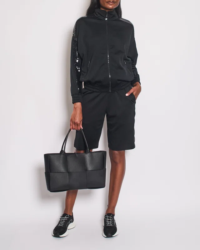 Celine Black Sequin Tracksuit Set with Matching Shorts Size FR 34 (UK 6) in Black from Sellier