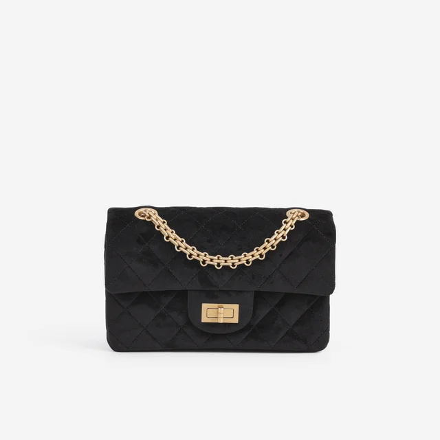Chanel Mini 2.55 Reissue 224 - Black Velvet | Aged Gold Hardware in Black Velvet from Bagista
