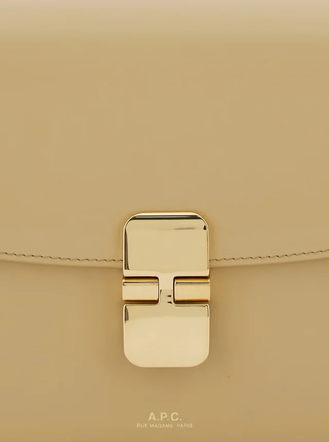 A.P.C. 'Grace Small' Beige Crossbody bag with Adjustable Strap and Logo Plate on the Front in Leather Woman in Beige 100% Cow, photo 9 of 11 from Gaudenzi Boutique