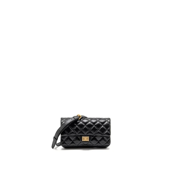 Chanel 2.55 Reissue Waist Bag Aged Calfskin Black GHW in Black Calfskin from EMIER
