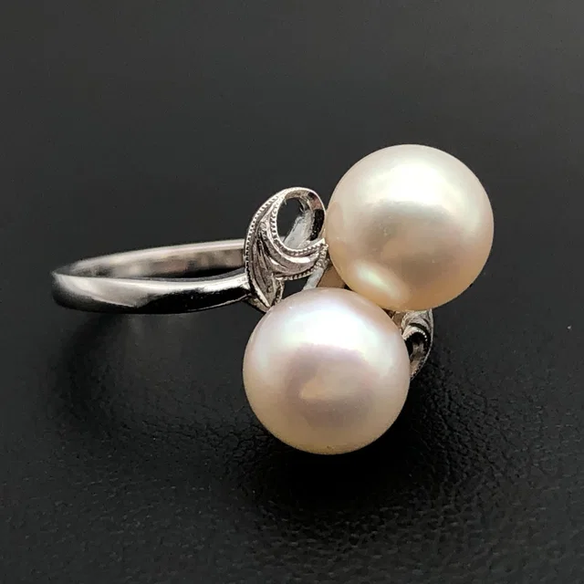 Mikimoto 2P Pearl Ring, K14WG, 3.6g, US Size 6 from Luxury Promise