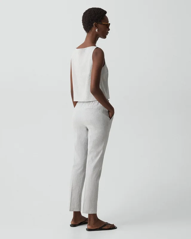 Theory Treeca Pull-On Pant in Textured Linen, photo 4 of 6 from Theory