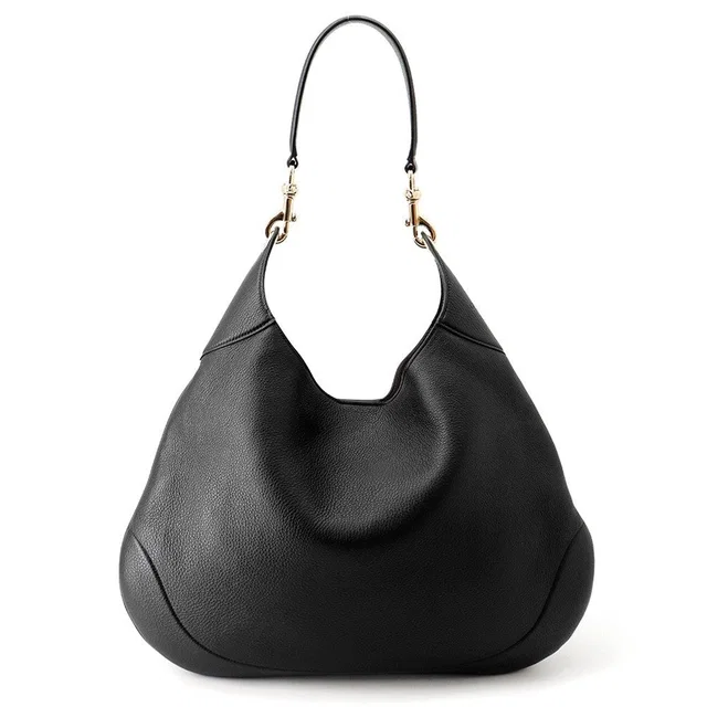 Gucci Shoulder Bag B Medium Leather 2-Way Black in Black Leather from The Reluxe