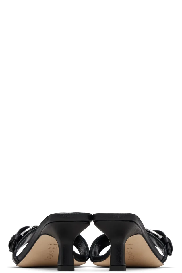 Aeyde Black Gilly Eyelet Heeled Sandals, photo 2 of 4 from SSENSE