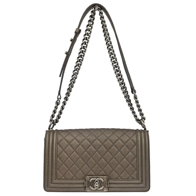 Boy Chanel 2013-2014 Brown Calfskin Medium Chain Shoulder Bag in Brown Calfskin from AMORE Vintage Tokyo