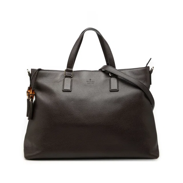 Brown Gucci Calfskin Bamboo Tassel Satchel in Brown Calfskin from Designer Revival