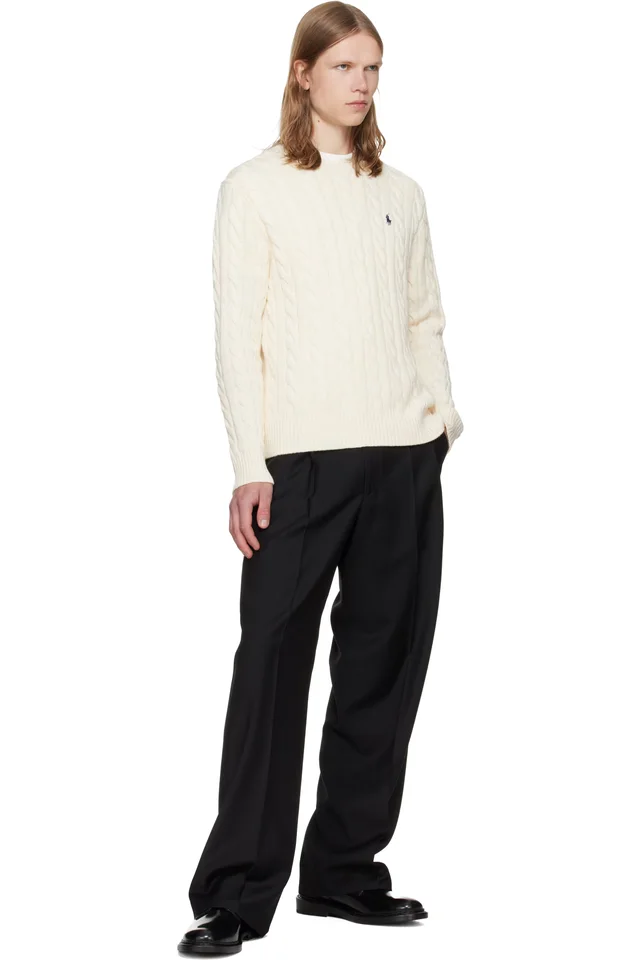 Polo Ralph Lauren Off-White Cable-Knit Cotton Sweater, photo 4 of 4 from SSENSE