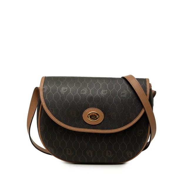 Black Dior Honeycomb Coated Canvas Crossbody in Black Coated canvas from Designer Revival