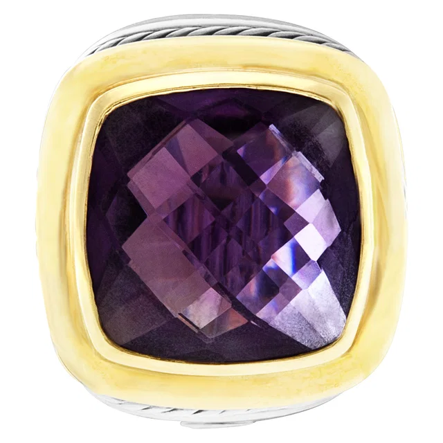 David Yurman Albion ring in 18k & sterling silver with faceted amethyst in Purple Yellow Gold, Sterling Silver from Gray And Sons