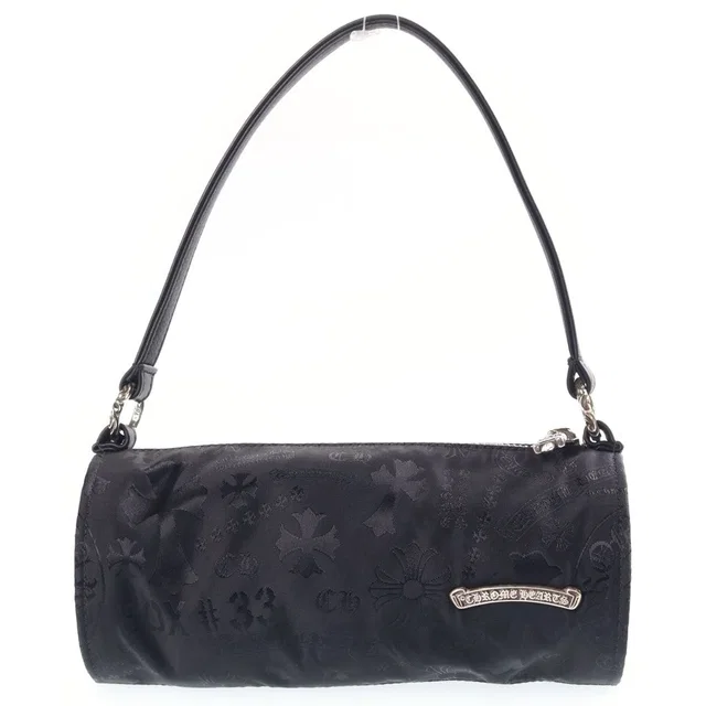 Chrome Hearts Stencil Grinds Nylon Leather Hand Bag Handbag Black in Black Nylon from The Reluxe