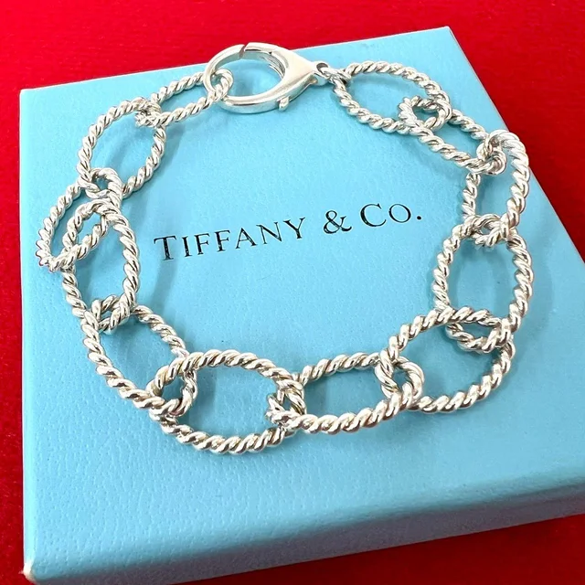 Tiffany & Co. Vintage Oval Link Twist Bracelet 925 Sterling Silver Chain Bangle in Silver from The Reluxe