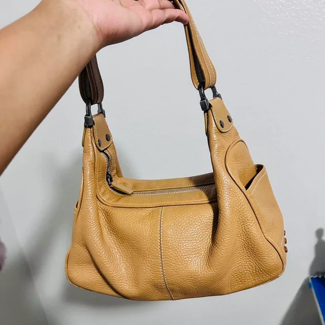 Tods Women's Shoulder bags - Tan/Brown in brown|red|neutral Leather from Depop, photo 1 of 1