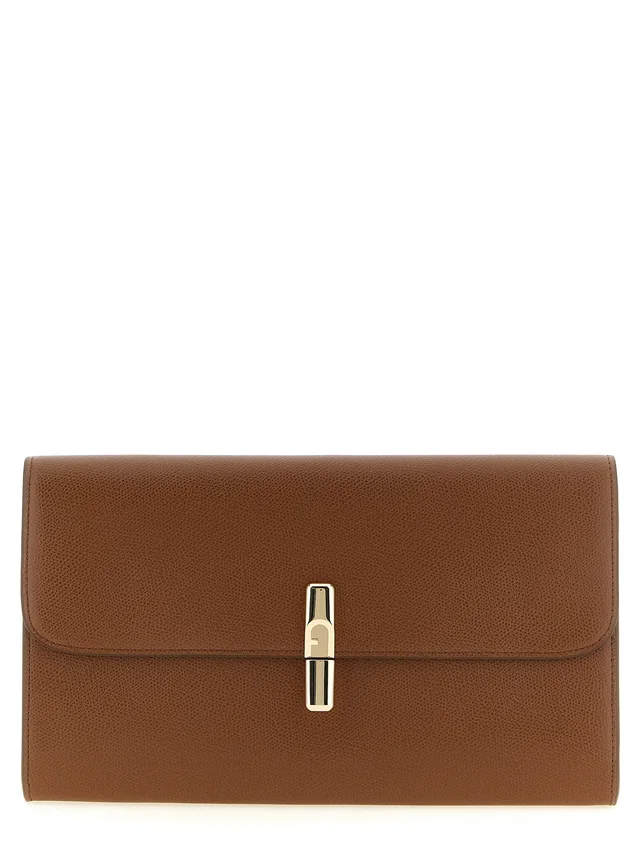Furla Clutch — Brown Printed Calf Leather in Brown Calfskin from HEWI