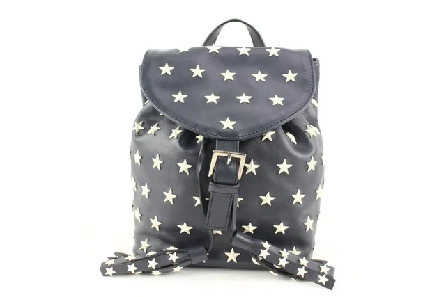 REDValentino Navy Leather Star Mini Backpack in Red Leather from Bagriculture