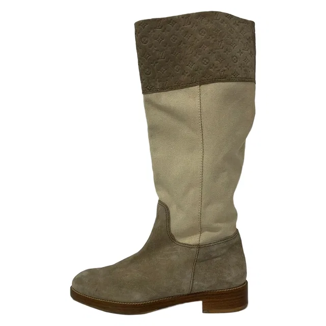Louis Vuitton Long Boots Beige Monogram 37 in Beige Suede from The Reluxe