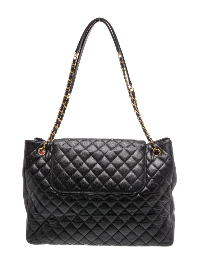 Chanel Quilted Caviar Flap Tote in black Caviar leather from The RealReal, photo 4 of 6